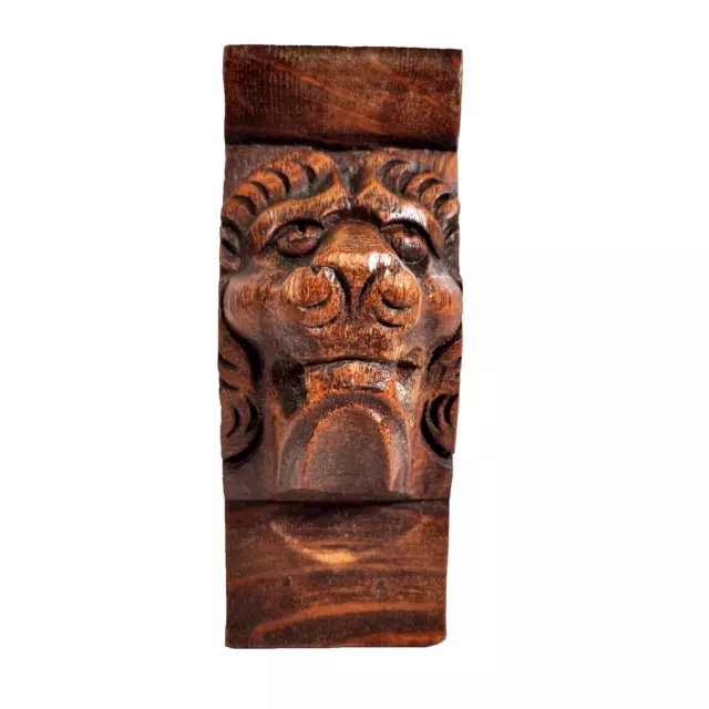 LION WOOD CARVING corbel bracket 5.55 in Antique French architectural ...