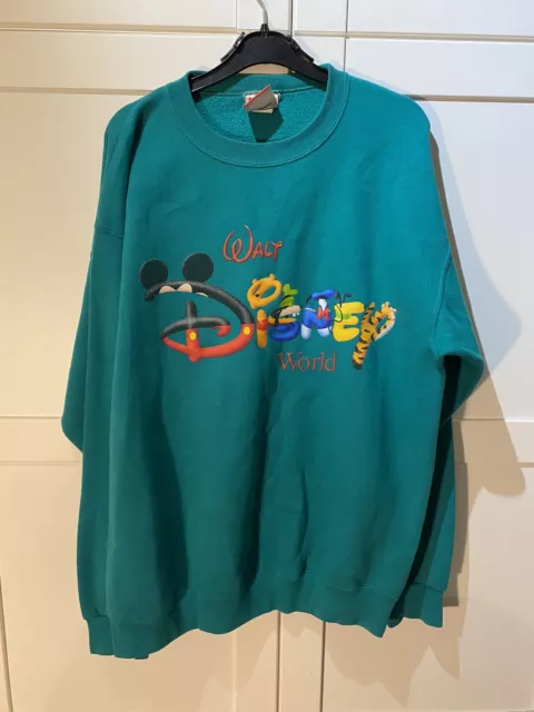 Vintage 90's Walt Disney World Unisex Oversized Sweatshirt Jumper Turquoise M