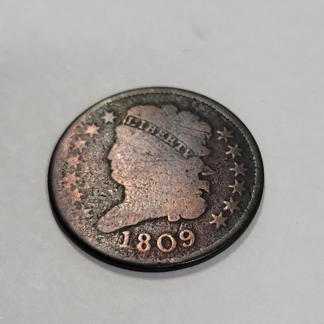 1809 Copper Classic Head Half 1/2 Cent Coin Good Detail Authentic
