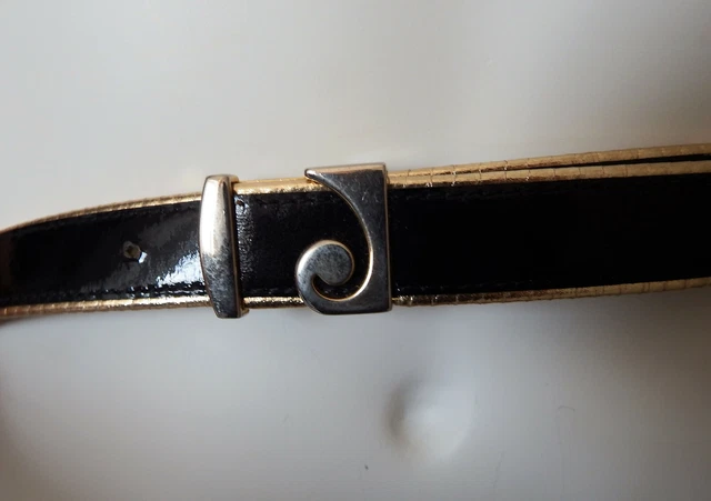 Ceinture Homme Pierre Cardin En Cuir Noir Vernis - Boucle Argentée, Article 1915, NEUVE Avec étiquettes