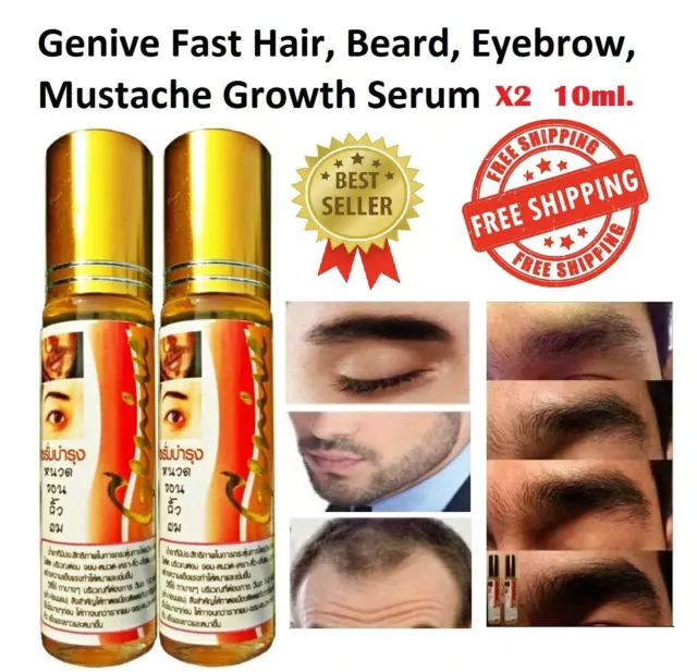 2X Genive Crecimiento del Cabello Estimulador Largo Rápido Barba Cejas Super Crecimiento 10ml