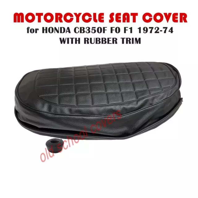 Motorcycle Seat Cover Fits Honda Cb350F Cb350 F0 Fi 1972-74 Rubber Trim & Strap