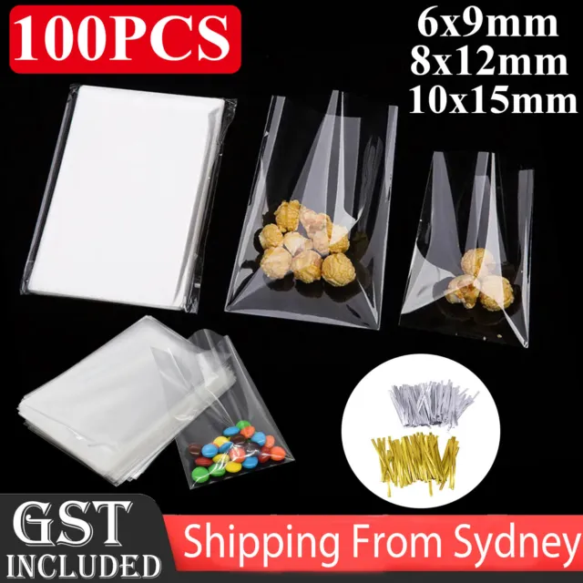 100X Clear Lollipop Cookie Packaging Cellophane Bag Christmas Party Gift Noflap
