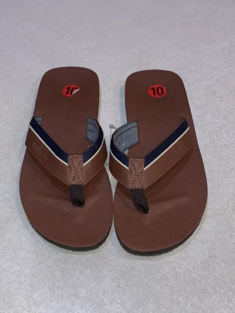 TOMMY HILFIGER MENS Drake-T Brown Flip Flop Sandals Slip On Beach Size ...