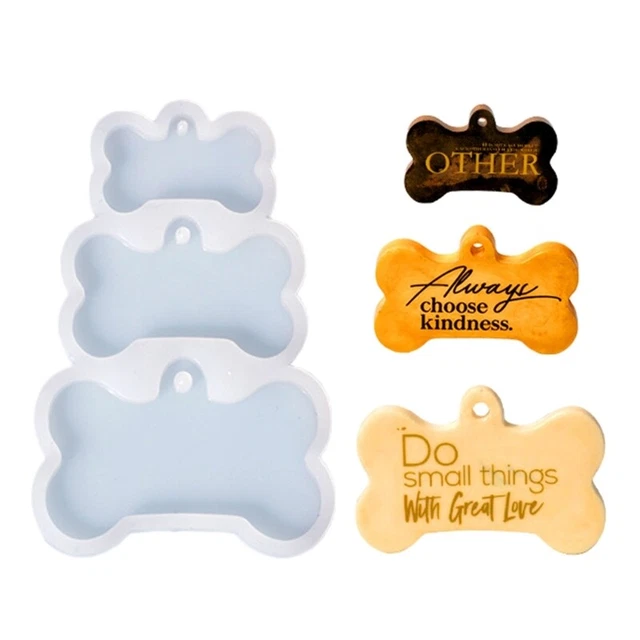 DIY Glossy Dog Bone Tags Keychain Mold Charm Resin Epoxy Jewelry