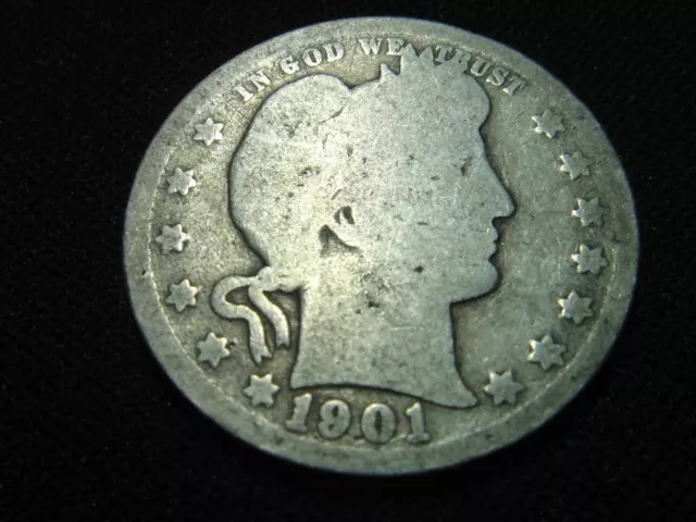 1901 P Circulated Barber Silver Quarter #1