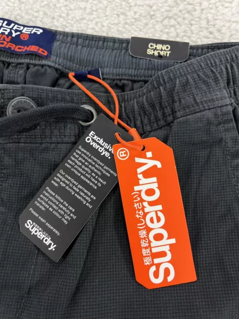 Superdry Sun Scorched Chino Shorts Washed Black Drawstring 7.5” Mens Small/30” 3