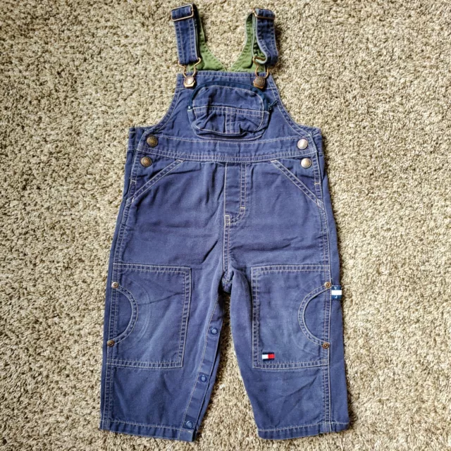 Tommy Hilfiger Jeans Vintage Infant Baby Bib Overalls Flag Logo Size 12-18 Month