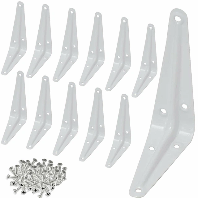 12 Pcs 3" x 4" inch Utility Metal Wall Shelf Corner Bracket Support White LOT