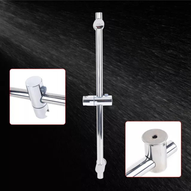 Guida scorrevole regolabile 66 cm barra mano soffione doccia supporto acciaio inox argento