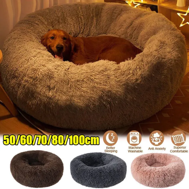 Comfy Calming Donut Extra Large Dog Cat Beds Warm Bed Pet Round Plush Washable