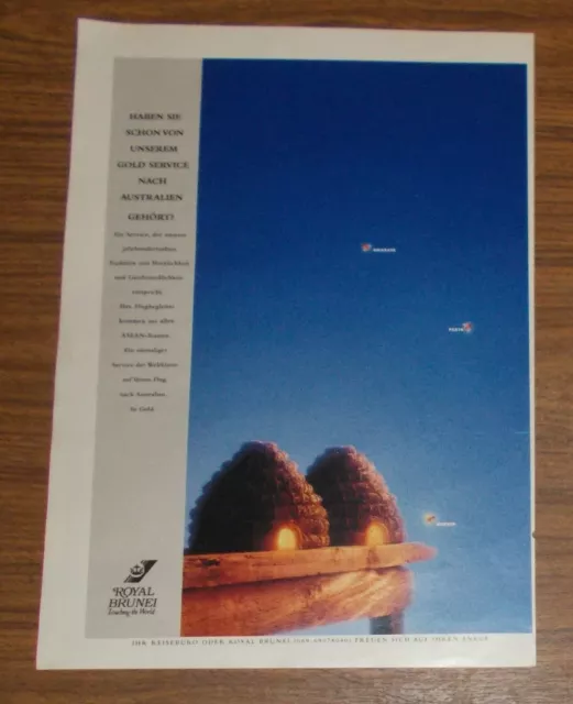 Seltene Werbung ROYAL BRUNEI - Gold Service nach Australien 1996