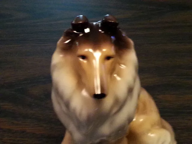 Large  8" COLLIE DOG Porcelain Ceramic Figurine Statute Quality New Collectible