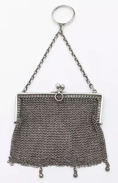 ANTIQUE STERLING SILVER MESH COIN PURSE c1920s