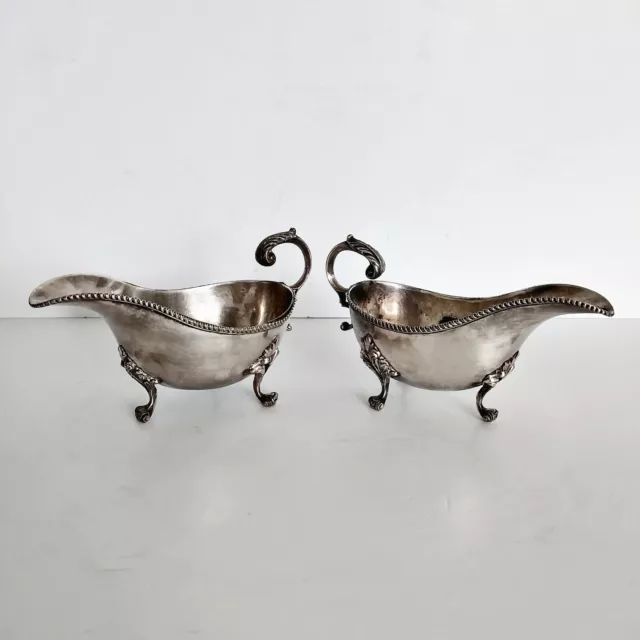 2x Small Victorian/Edwardian Style Vintage Gravy Boats Decorated Antique