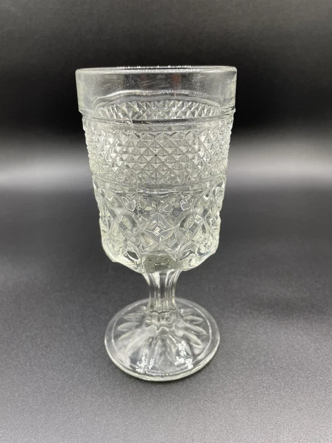 Vintage Anchor Hocking Wexford 8oz Goblet 6 5/8” Stemware Diamond Pattern Clear