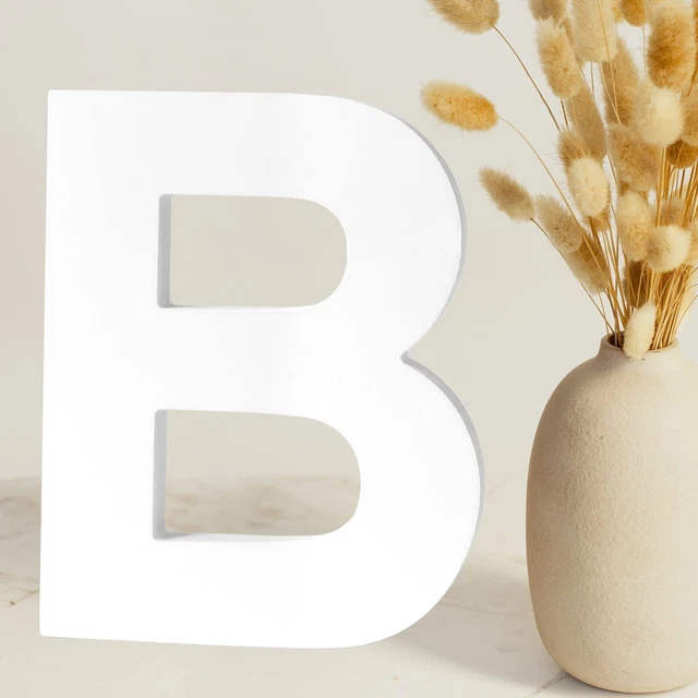 (B) Wooden Letters 6 In, White Wood Letters for Wall Decor, Paintable Alphabet