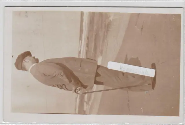 Mann am Strand  alte Fotokarte   gest.  Bansin 1913