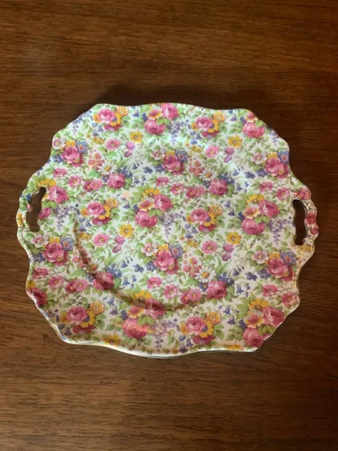 Royal Winton Porcelain Summertime Chintz Floral Vintage 11" Cake Plate