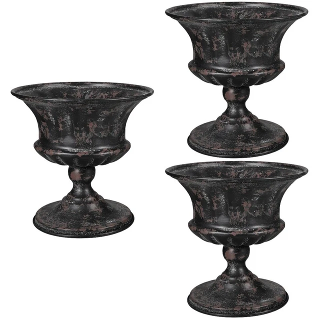 3x Jarrón de urna plantadora de hierro retro olla de urna vintage maceta de almacenamiento de flores secas jarrón urna