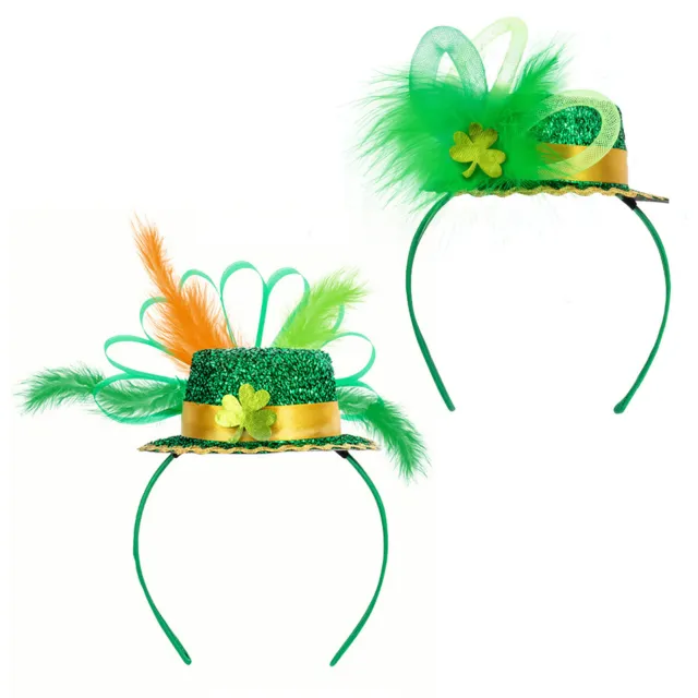 Unisex Headband Green Headwear Feather Hair Hoop Festival Cosplay Irish Parade