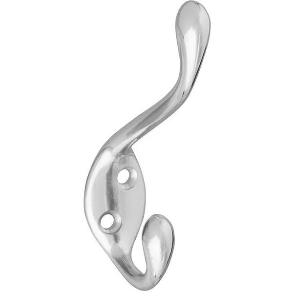 10-Die Cast Nickel Finish 4.5" High X 3.5" Projection Coat & Hat Hook N327163