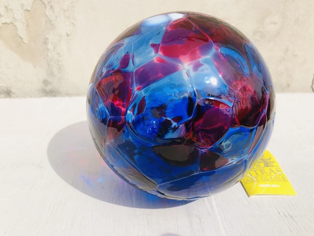 NWT Kitras Calico Purple & Blue Glass Blown Friendship Ball Ornament NIB Canada 3