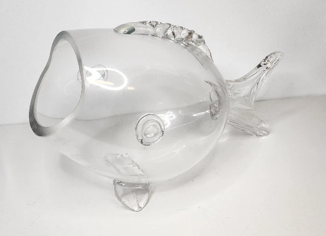 Transparent Glass Fish-shaped Fish Tank Figurine, Goldfish/Beta Tank