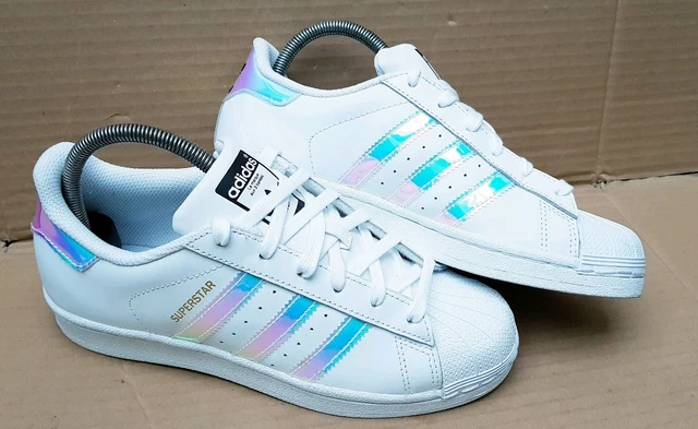 ADIDAS SUPERSTAR HOLOGRAPHIC Trainers Size 4 Uk Dubai Blues