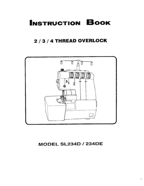 White WSL234D-WSL234DE Sewing Machine/Embroidery/Serger Owners Manual Reprint