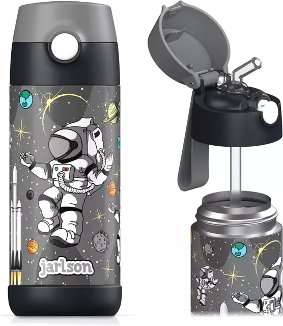 Borraccia Bambini Acciaio Inox Con Cannuccia Termos 350 Ml
