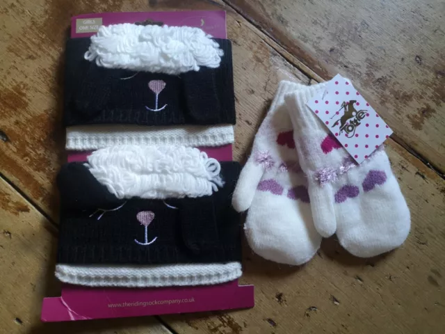 Tottie Knitted Lined Junior Fell mittens  & Riding Sock sheep Boot toppers BNWT