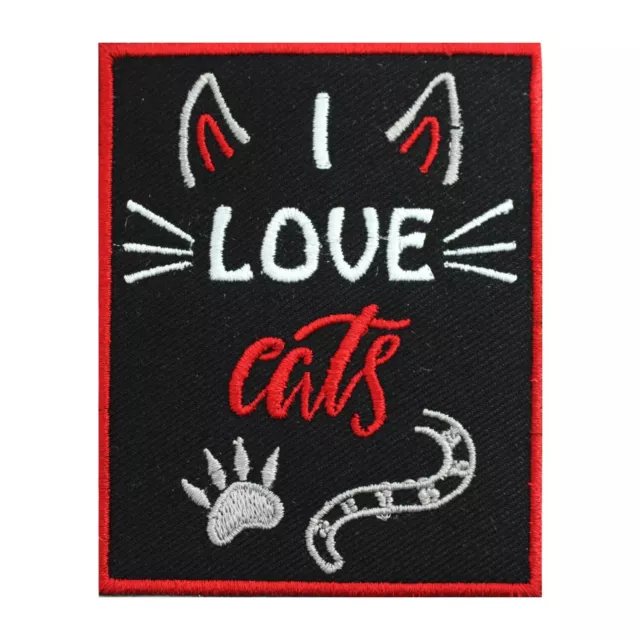 Black Cat Society Iron On Embroidered Patch Cute Kitten Love