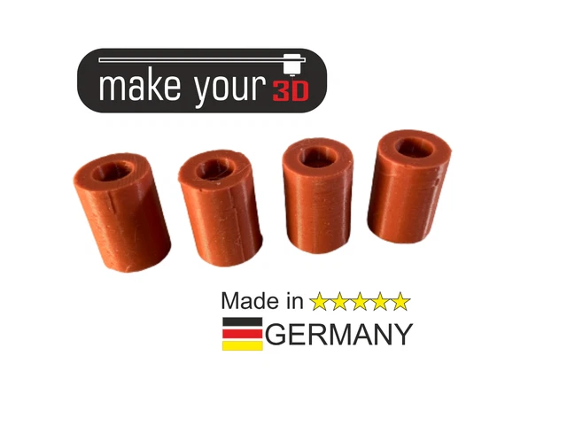 Silikondämpfer Für 3D-Drucker Heizbett – M3, 20 Mm Hoch, Inkl. Senkkopfschrauben (Orange)