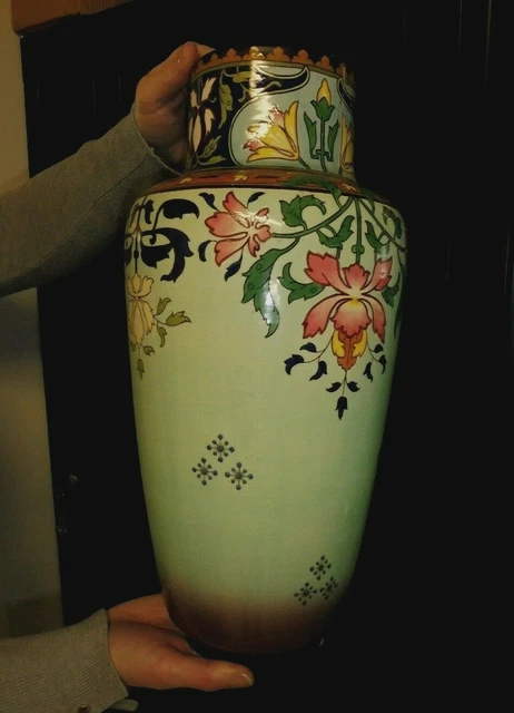 GRAND VASE SARREGUEMINES  décor  ART NOUVEAU 2
