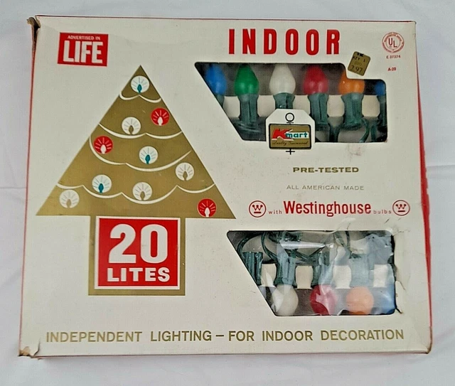 VINTAGE CHRISTMAS TREE Lights in Box Westinghouse,Kmart 20 String Light