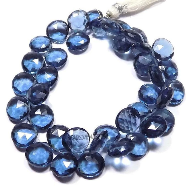 London Blue Hydro Quartz Faceted Heart Briolette Beads 10 PCS Strand 12x12MM
