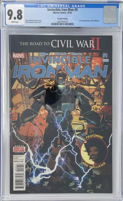 Invincible Iron Man 9 CGC 9.8 2nd Print 1st Riri Williams Ironheart