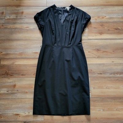 Banana Republic Women's Black Sheath Dress Size 8 Wool Sleeveless V-Neck