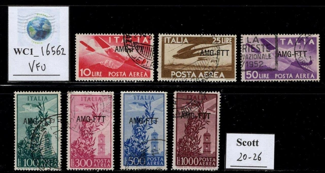 WC1_16562. ITALY: TRIESTE AMG FTT. 1949-1952 air mail set. Sc. C20-C26. Used