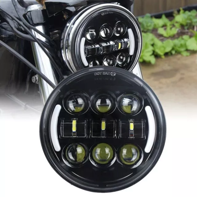 5-3/4" 5.75" LED Motorcycle Headlight Round Headlight Projector DRL Turn Signal 2