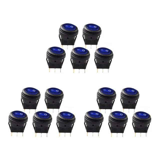 15 Piece 12V 20A Waterproof Round ON/OFF Rocker Switch Car Car Boat SI6W3