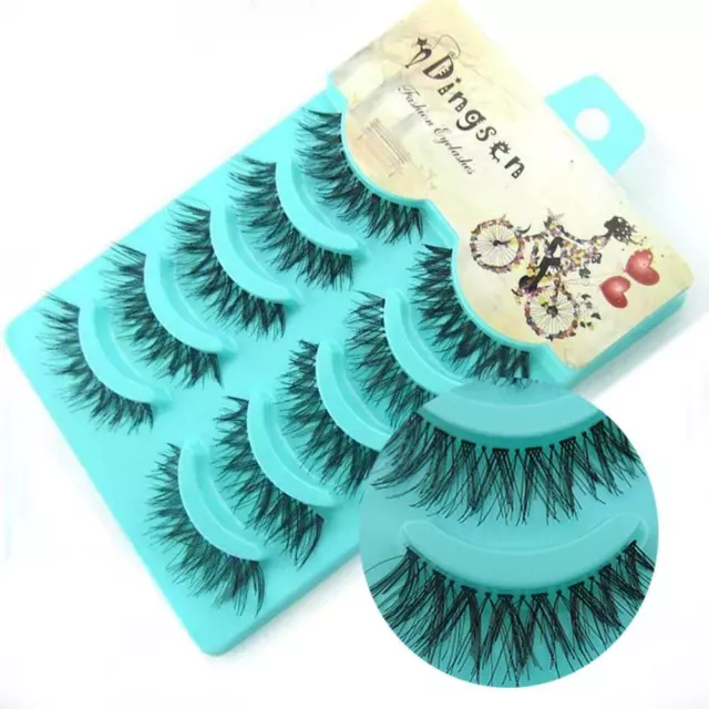 5 Paar falsche 3D-Nerzwimpern Wispy Cross Long Thick Eye Lashes Fake Soft ◇√