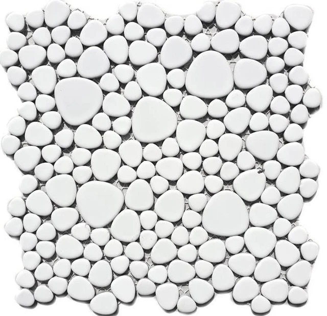Mosaico de cerámica Peppels guijarros blanco pared cocina ducha baño WB12-0102|1 alfombra