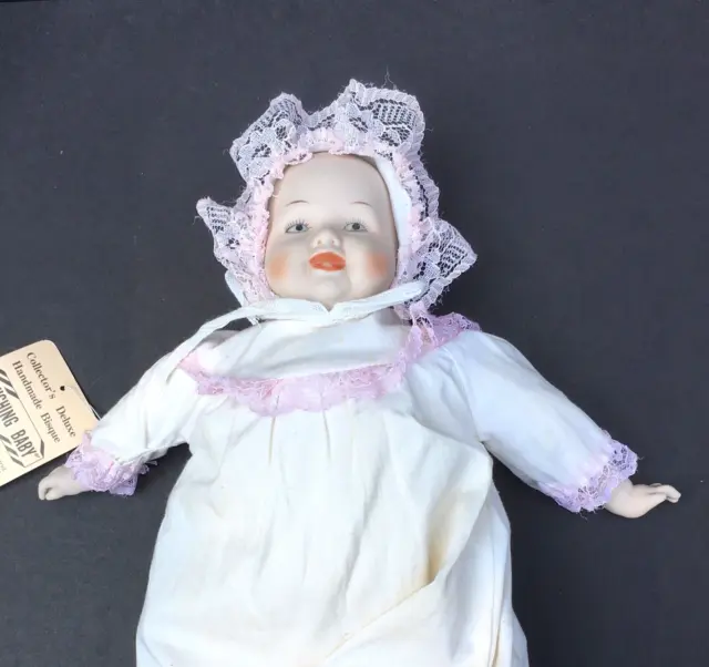 Porcelain Averill Laughing Baby Doll 14" New Collector's Deluxe