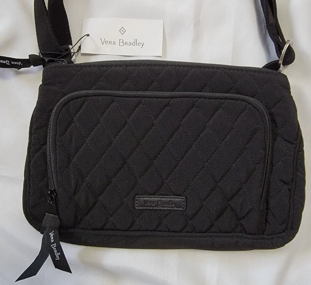 Vera Bradley RFID Little Hipster Microfiber Crossbody, Classic Black, New w/Tags