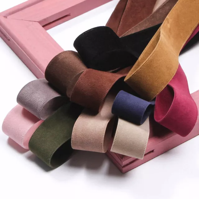 Suede Strips Ribbon Velvet Double-side Craft Clothing DIY Trim Solid 10 Yards