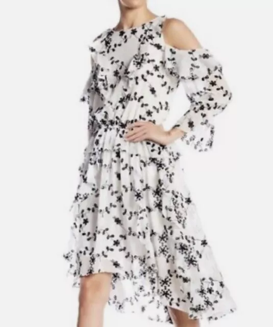 JOIE Dress Small White Black Floral Eyelet Lace