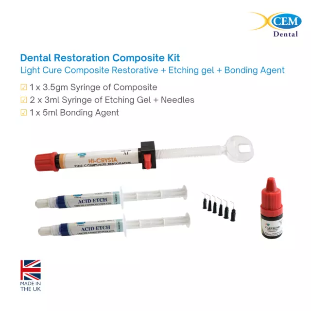 Dental Restoration Composite Kit including Etching gel, Bonding Agent UK Made CB