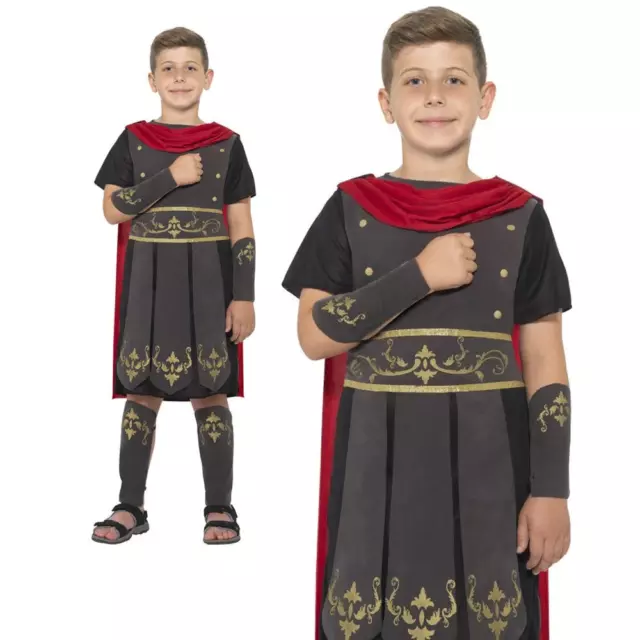 Enfant Romain Costume Soldat Ado Gladiateur Guerrier Livre Day Déguisement Neuf,